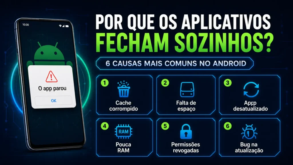por que os aplicativos fecham sozinhos no Android