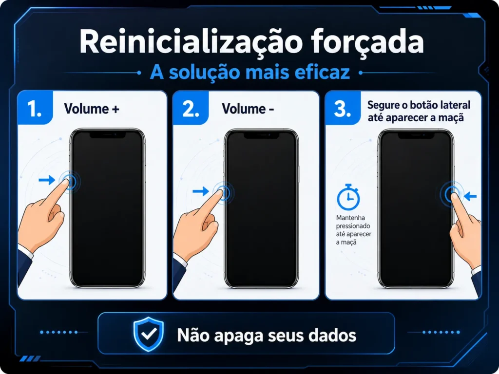 como fazer reinicialização forçada no iPhone com tela preta
