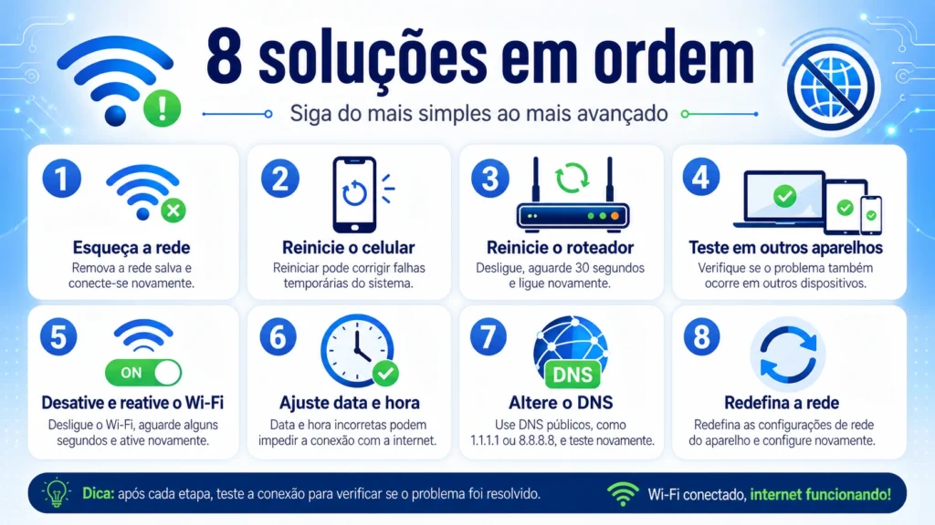 8 soluções para Wi-Fi conectado mas sem internet no celular