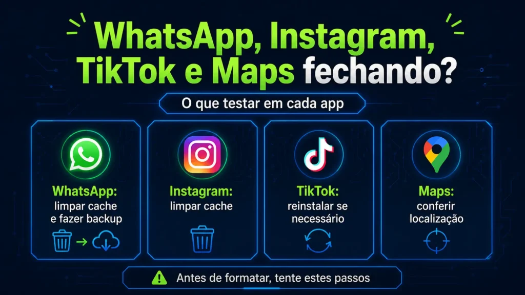 soluções para aplicativos fechando sozinhos no Android