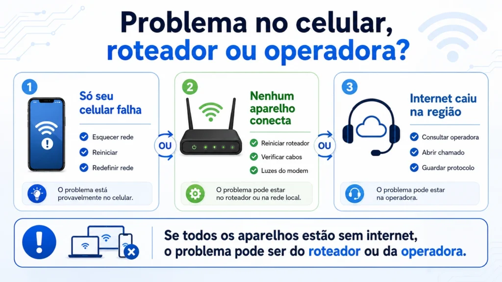 problema de Wi-Fi no celular roteador ou operadora