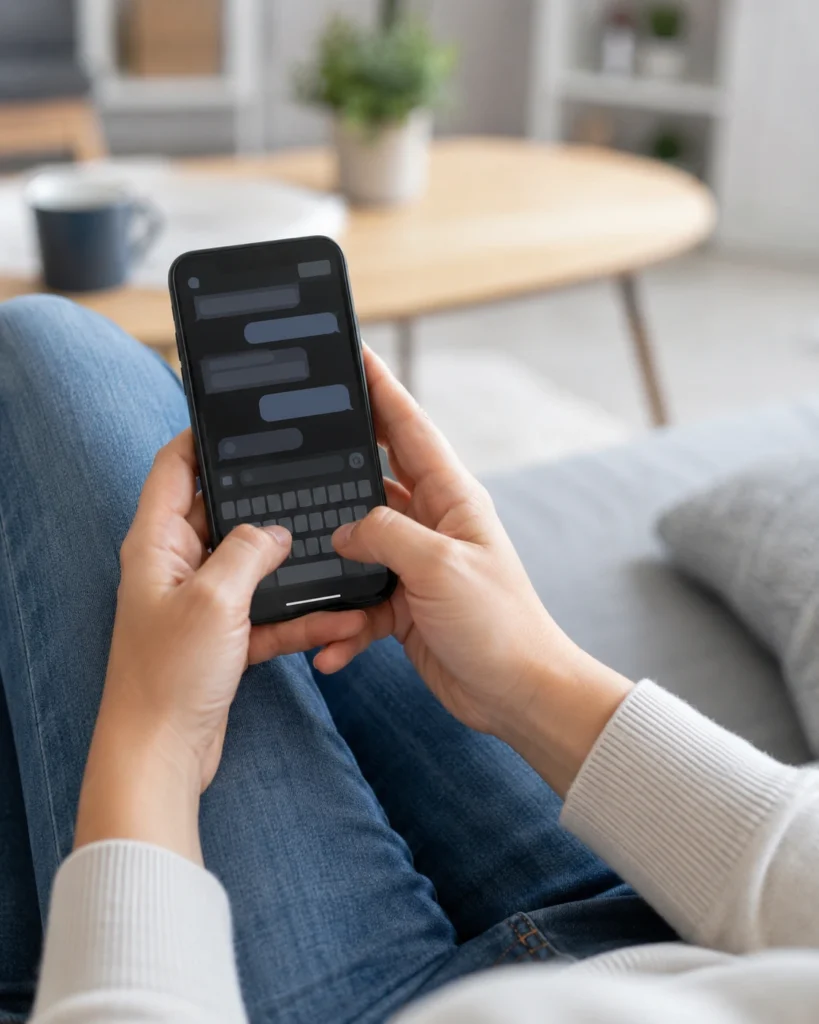 pessoa digitando após resolver teclado do celular não aparece