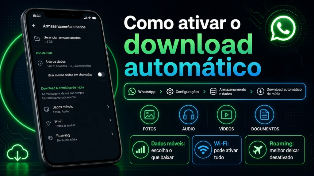 como ativar o download automático no WhatsApp