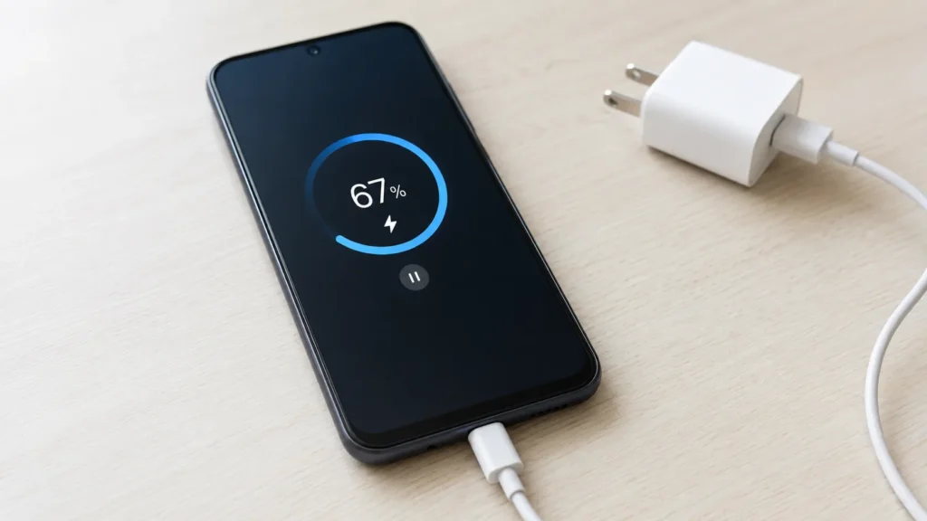 Celular carrega até certa porcentagem e para sozinho durante o carregamento