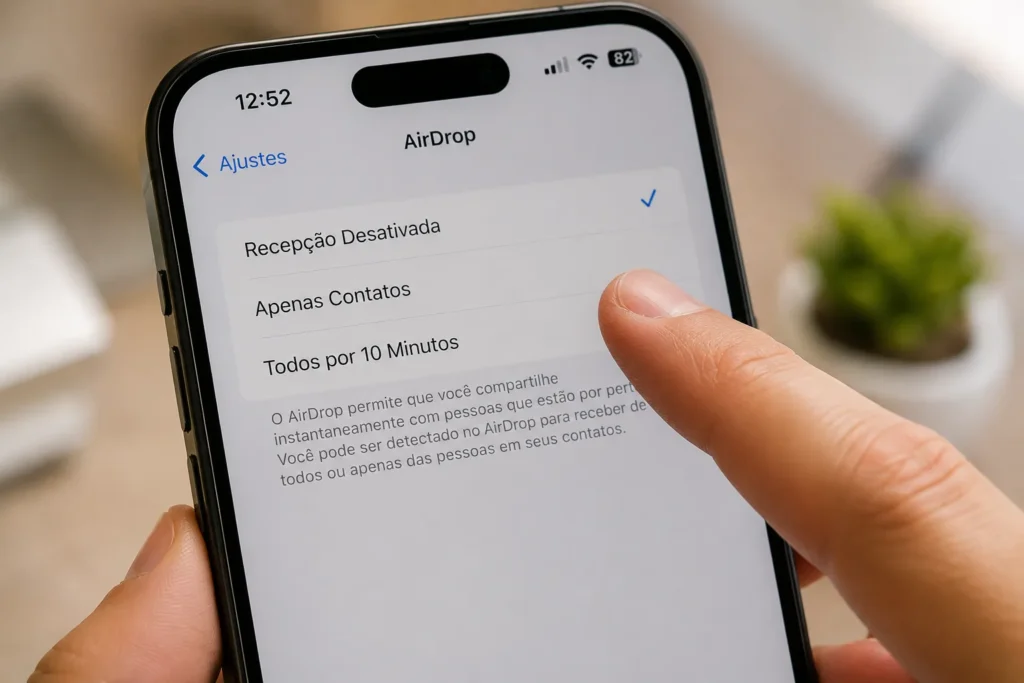 configuracoes visibilidade airdrop nao funciona
