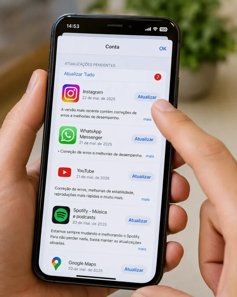 atualizar apps app store iphone lento