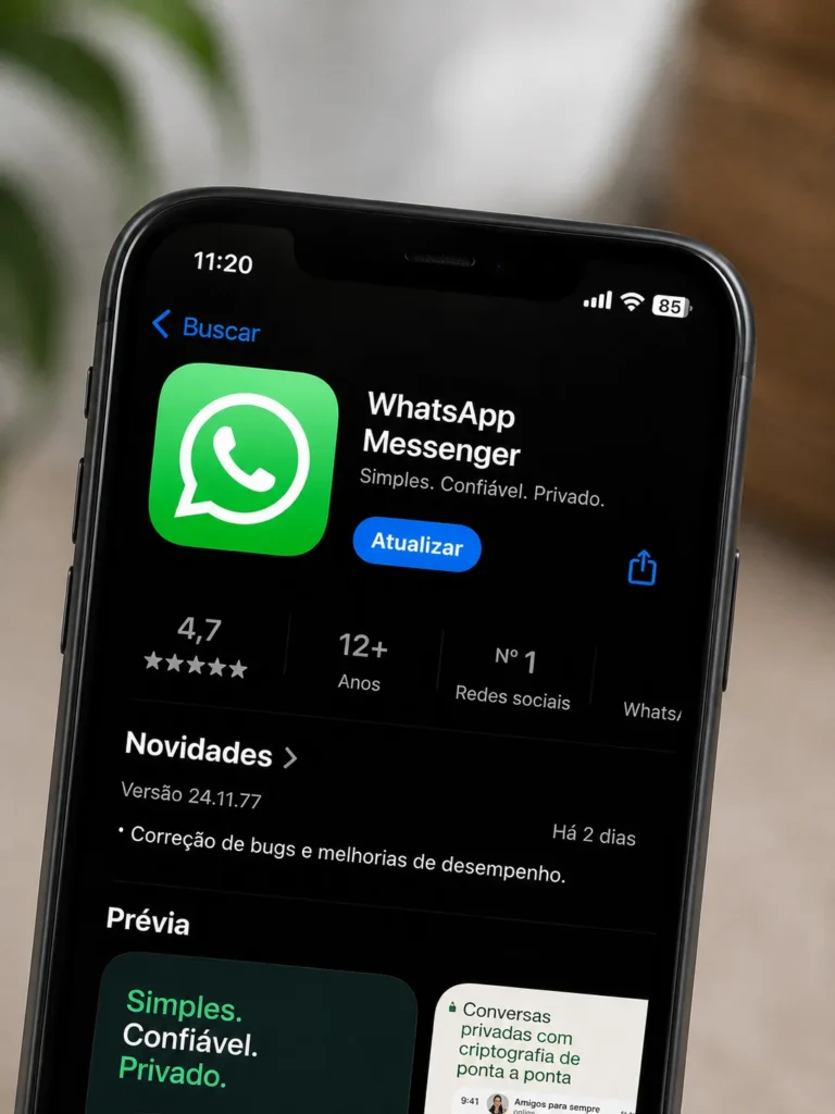 atualizar whatsapp travando loja de aplicativos
