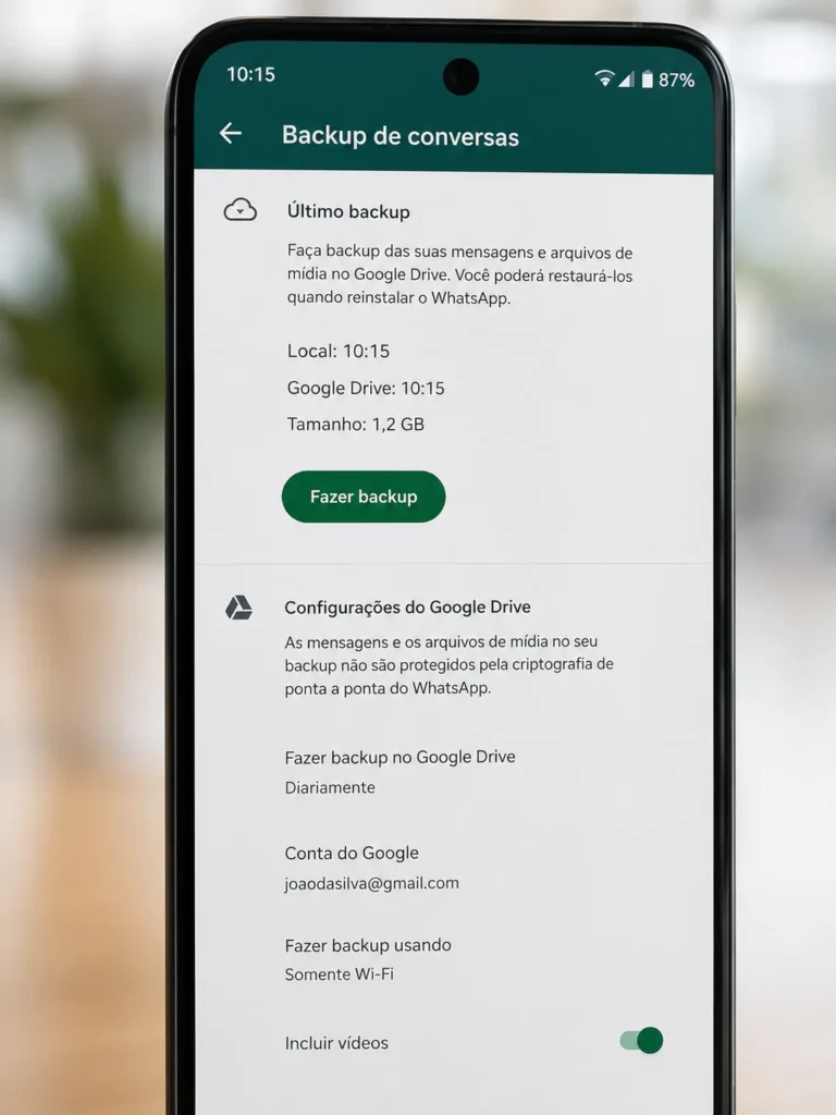conta vinculada backup whatsapp trocar celular