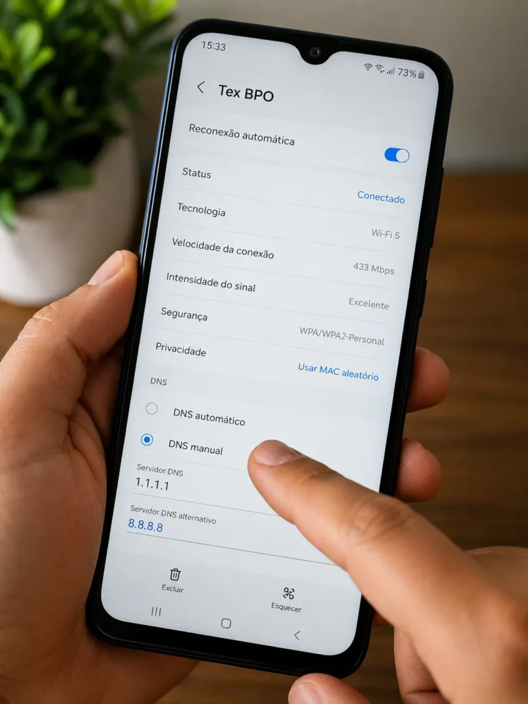 configuracao dns conecta wifi sites nao abrem