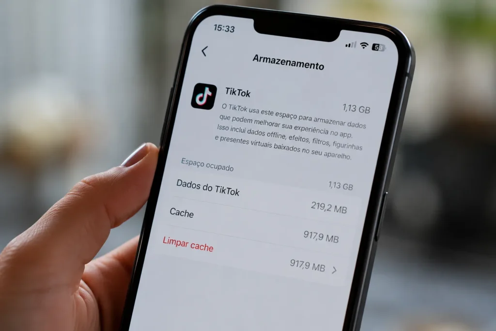 limpar cache tiktok travando
