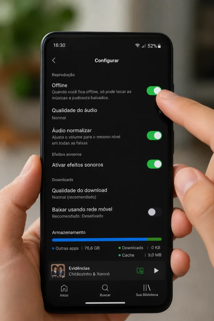 ativar modo offline spotify configuracoes