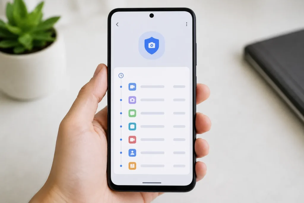 apps com acesso à câmera Android no histórico do Painel de privacidade