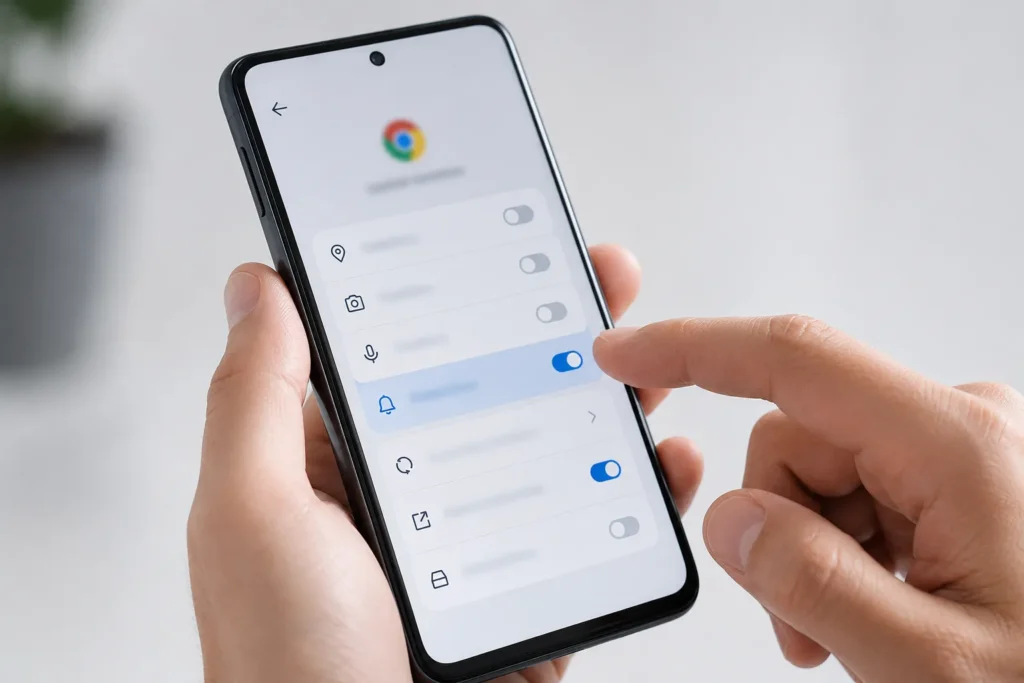 anúncios aparecem do nada Android e configuração de notificações do navegador