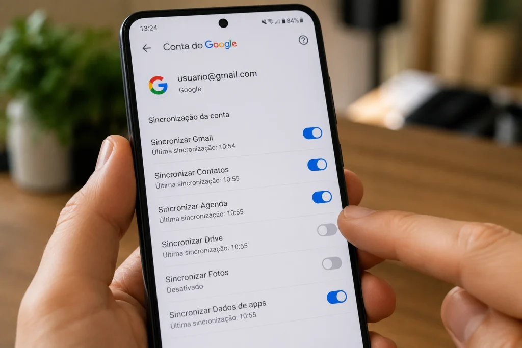 sincronizar conta google resetar celular sem perder fotos