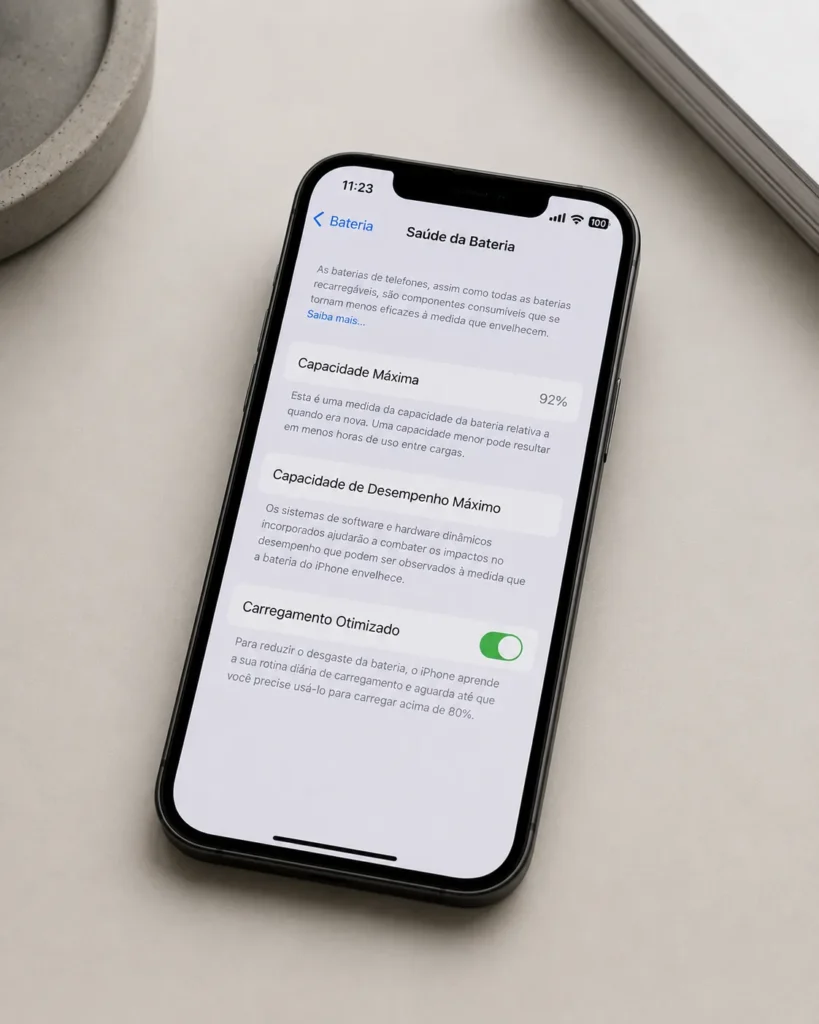 saude da bateria iphone lento depois de atualizar