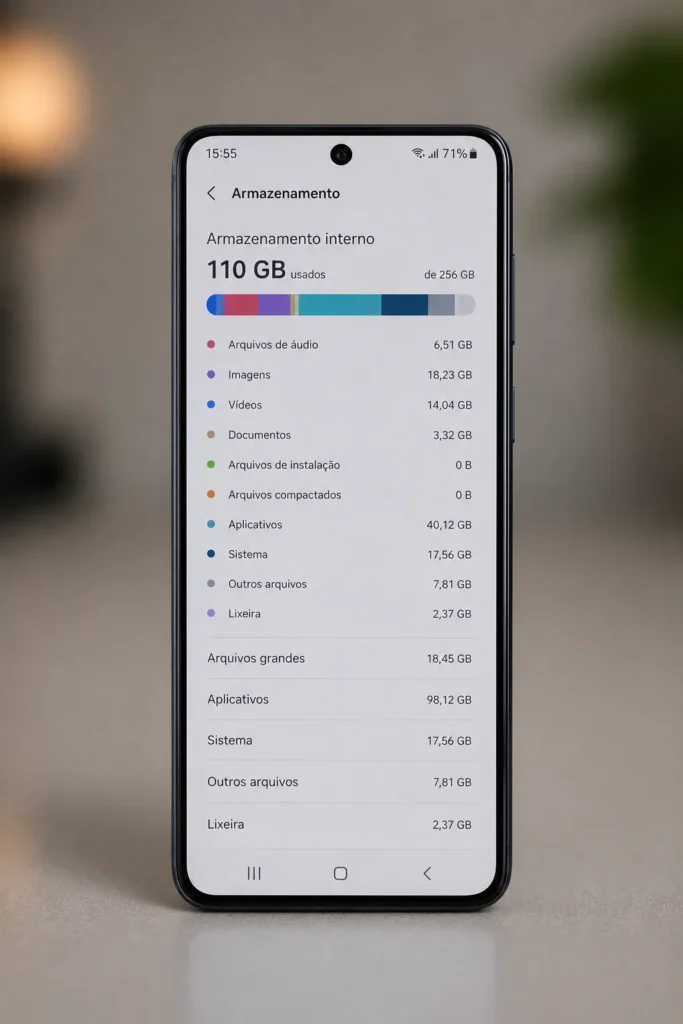 espaco liberado apos limpeza cache apps