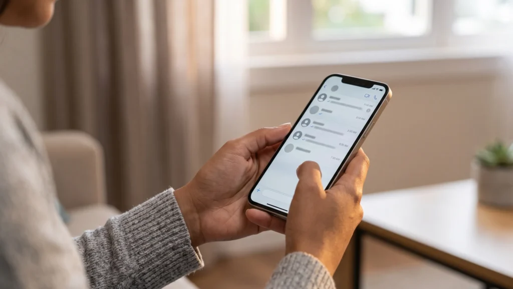 Pessoa ajustando no celular a opção para silenciar chamadas desconhecidas no WhatsApp