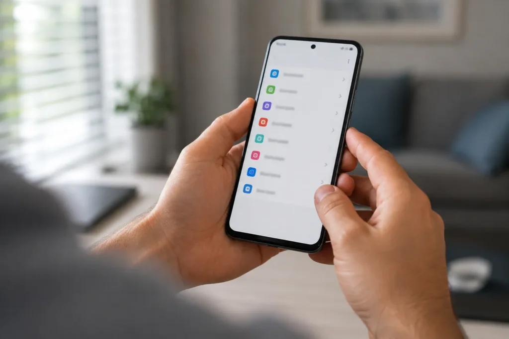 Pessoa acessando a lista de apps para remover app desconhecido Android