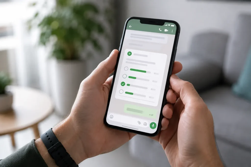criar enquete WhatsApp em um smartphone
