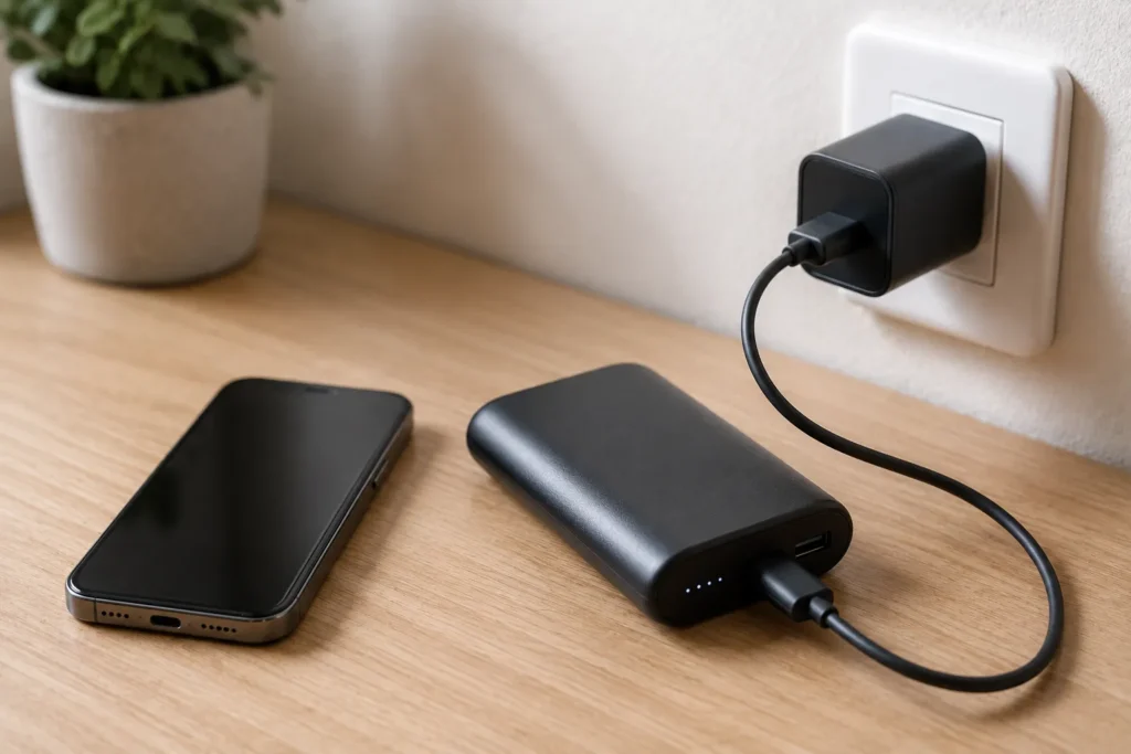 power bank carrega lento durante teste de recarga sozinho na tomada