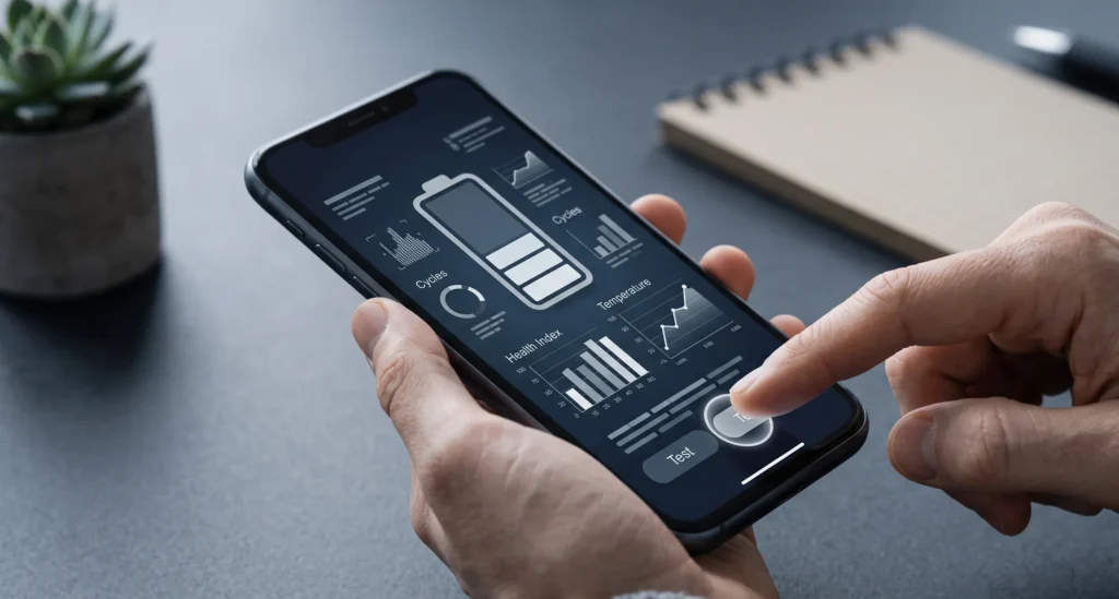 saúde da bateria Android verificada por diagnóstico nativo do telefone