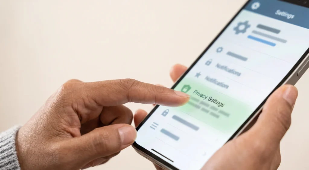 Menu do smartphone exibindo a opção de silenciar chamadas desconhecidos WhatsApp