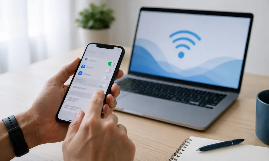 Configuração de senha e conexão do Acesso Pessoal iPhone