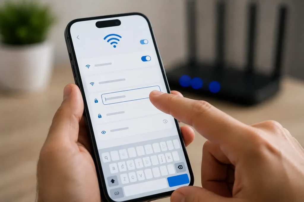 Campo de SSID aberto no celular para alterar o nome da rede Wi-Fi
