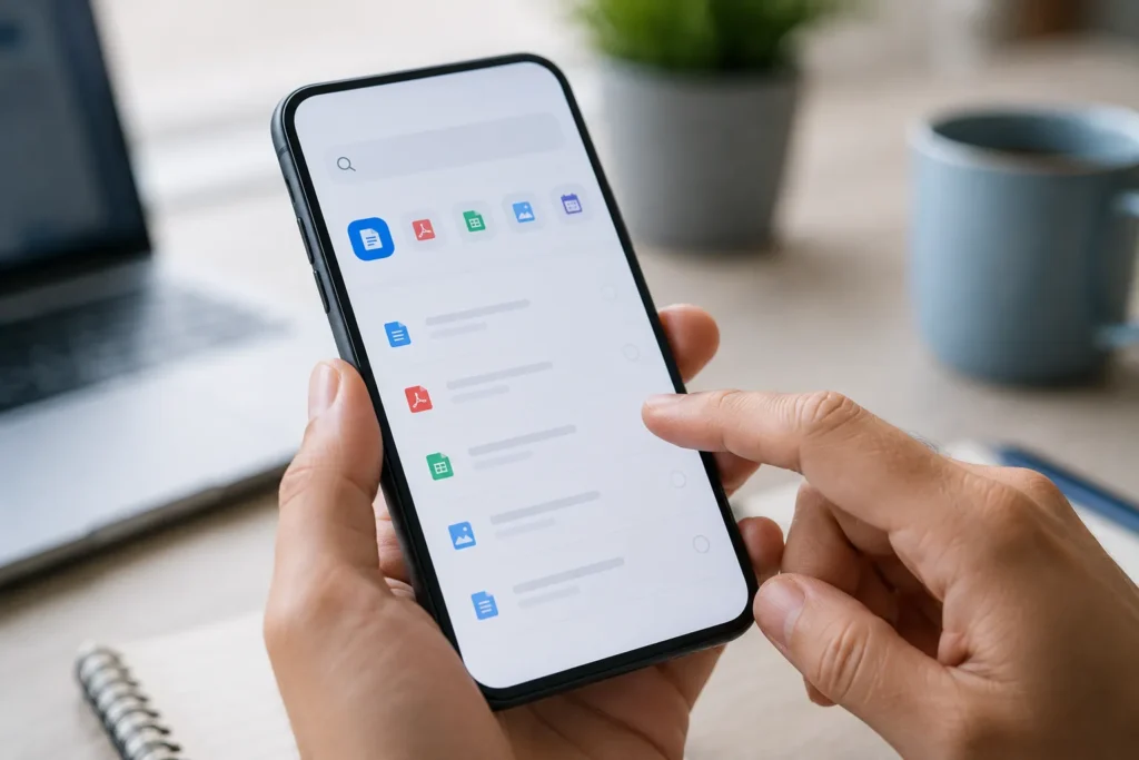 filtros para buscar arquivos no Google Drive pelo celular por tipo e data