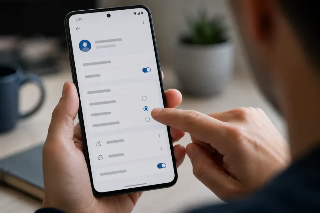 Configurações usadas para mudar app padrão PDF Android.