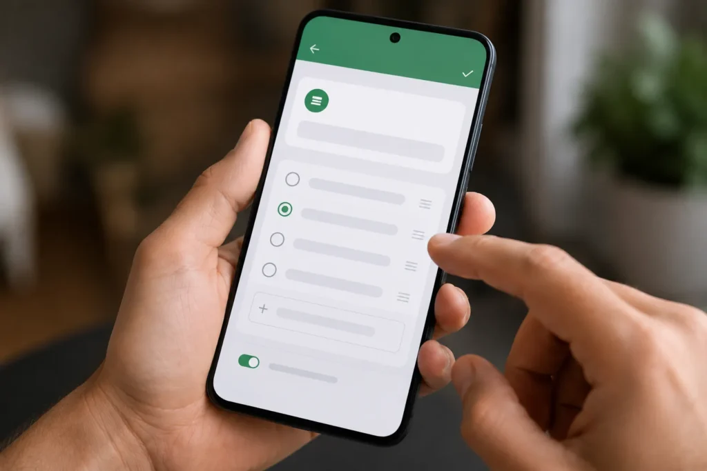 configuração para criar enquete WhatsApp com opções de resposta