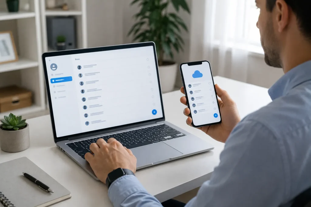 Gerenciamento de contatos do iPhone pelo iCloud.com no computador