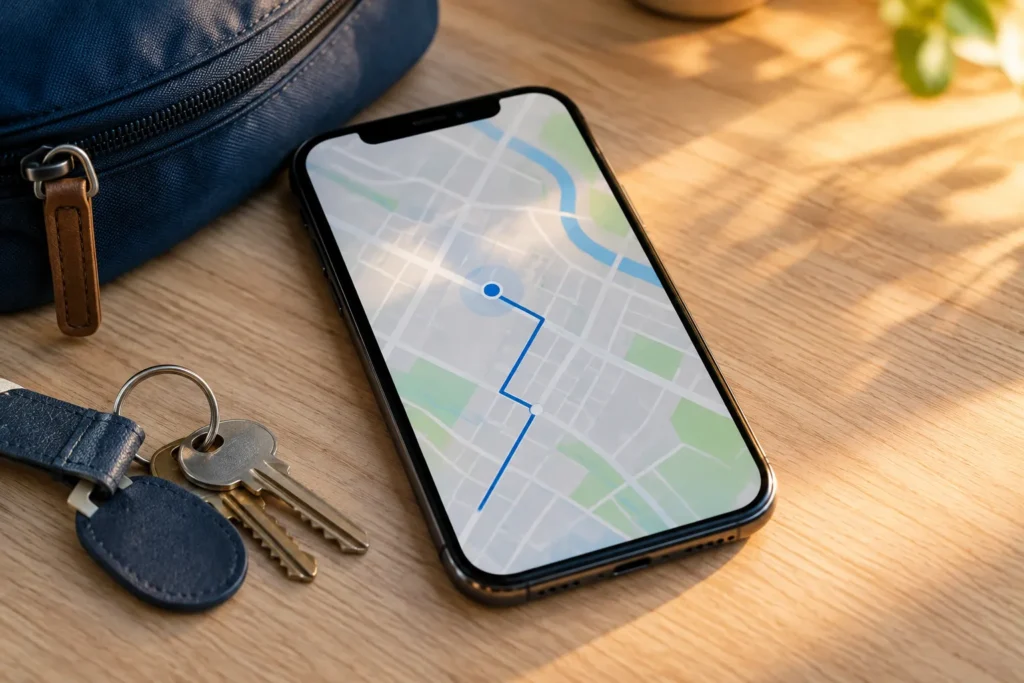 Mapa usado para compartilhar localização iPhone durante um trajeto