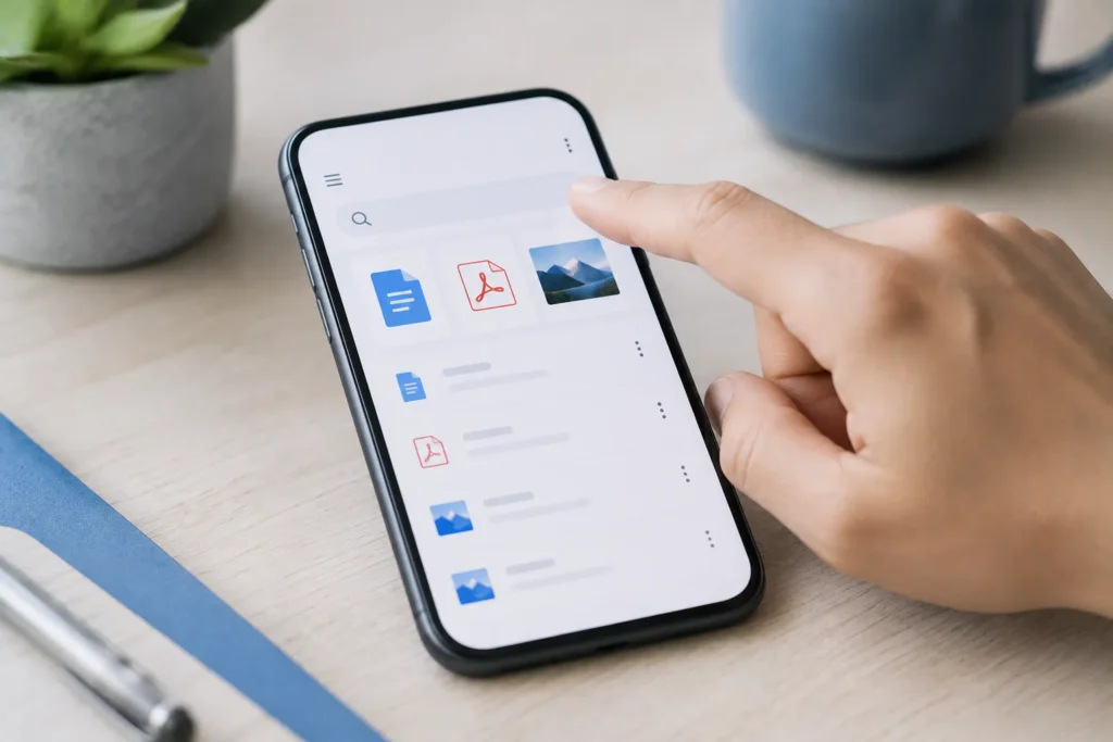 pesquisar palavras em PDF ao buscar arquivos Google Drive celular
