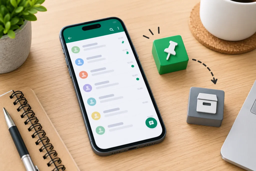 Diferença entre fixar e arquivar uma conversa no WhatsApp