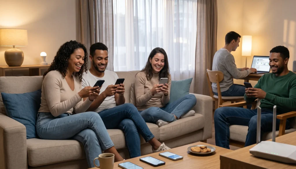 Convidados usando uma rede Wi-Fi separada dos dispositivos da casa.