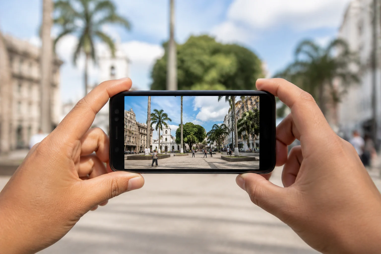 uso de câmera de celular Samsung barato durante o dia