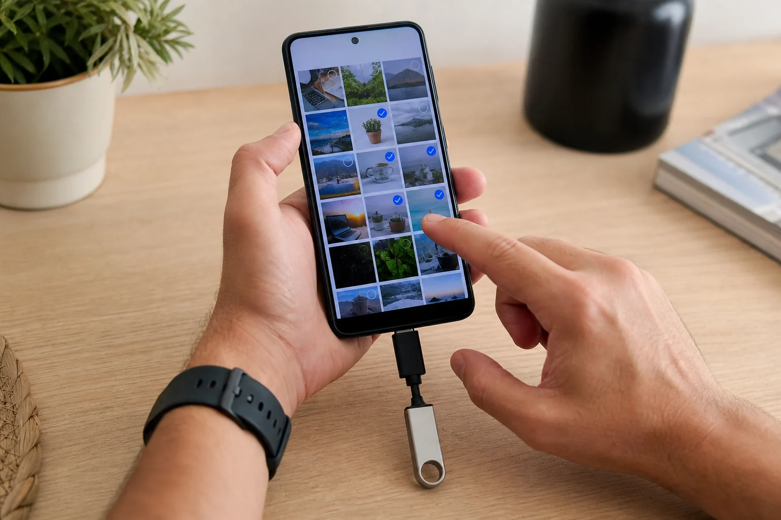como copiar fotos do Android para o pen drive conectado por OTG
