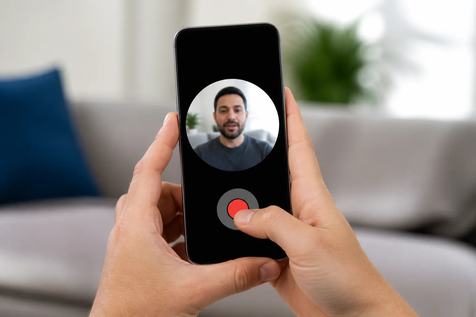 celular enquadrando pessoa para uma mensagem curta em vídeo