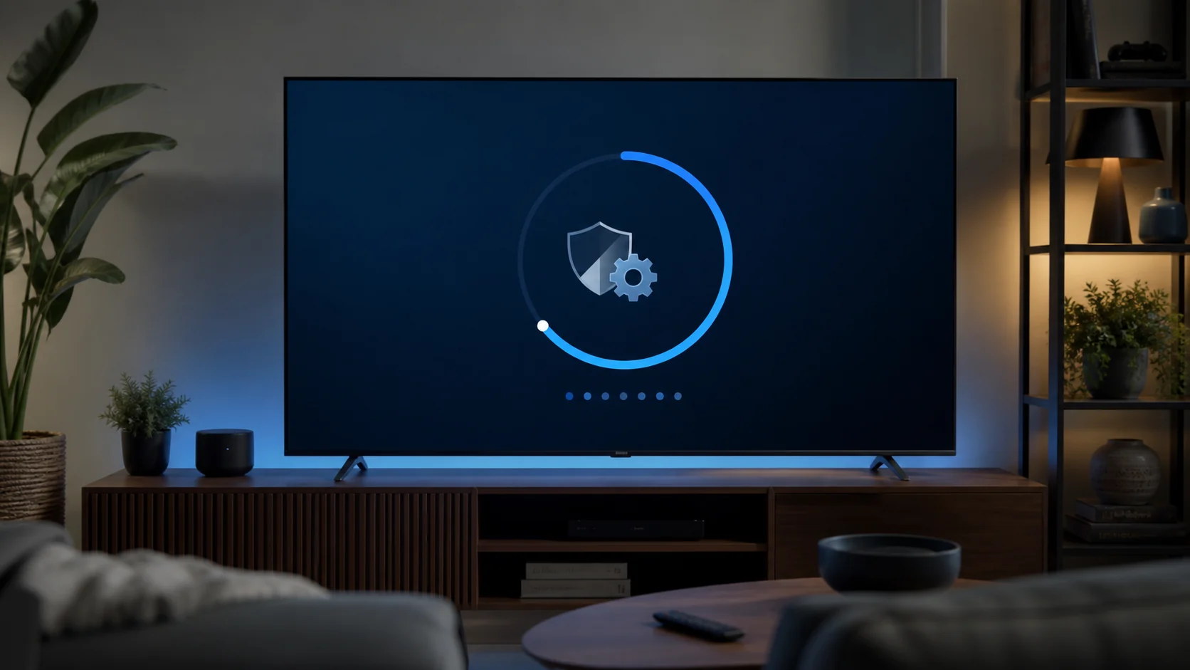 televisão exibindo progresso seguro de atualização do sistema