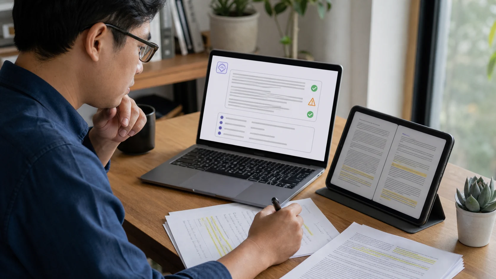 pessoa revisando resposta gerada por inteligência artificial