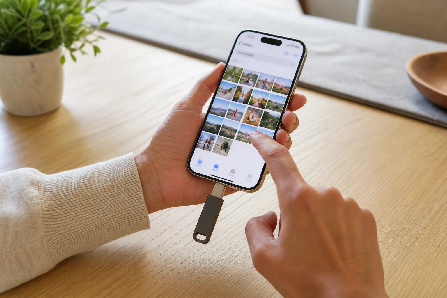 como transferir fotos do iPhone para um pen drive USB-C