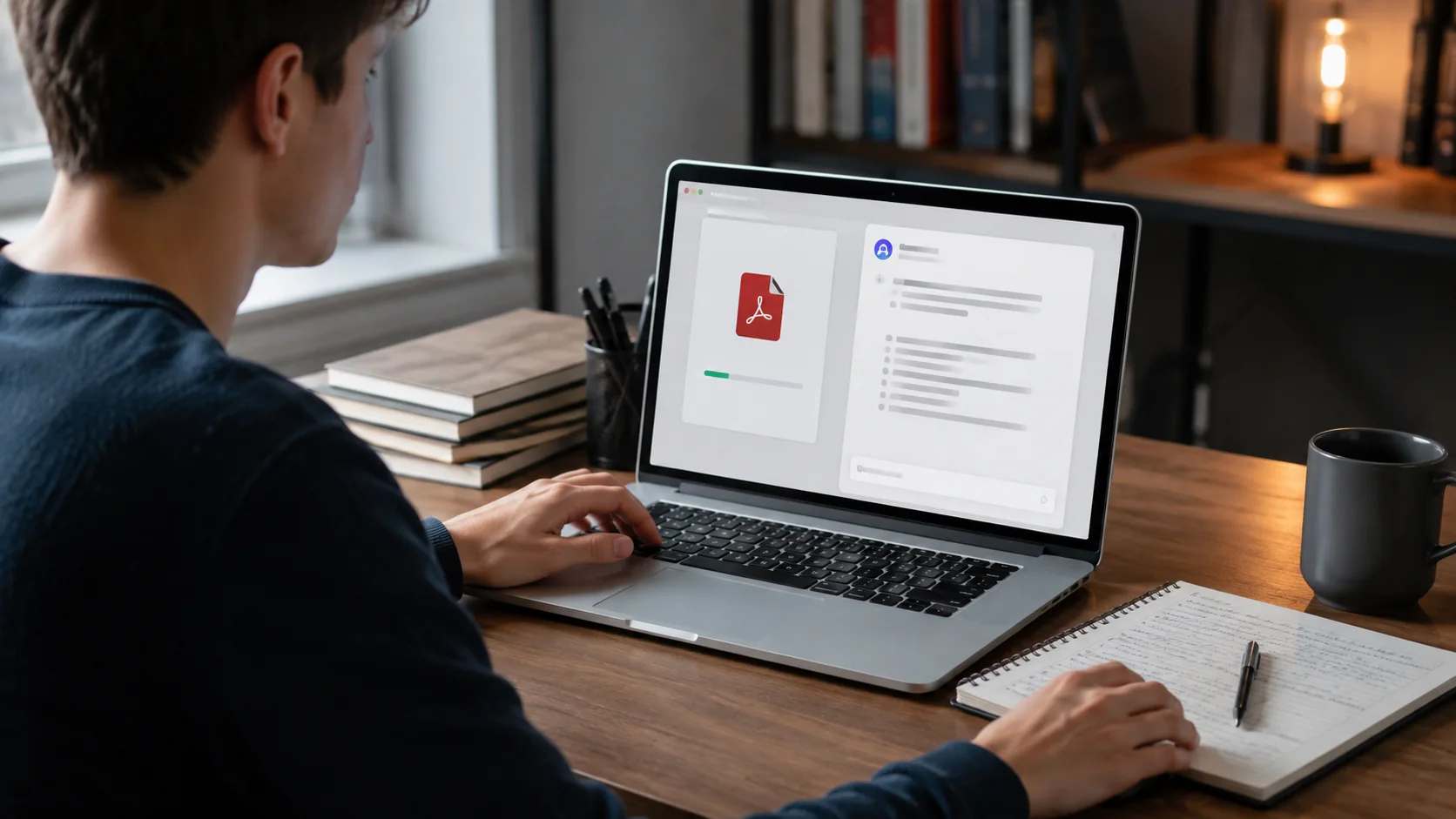 Pessoa enviando PDF para assistente de inteligência artificial