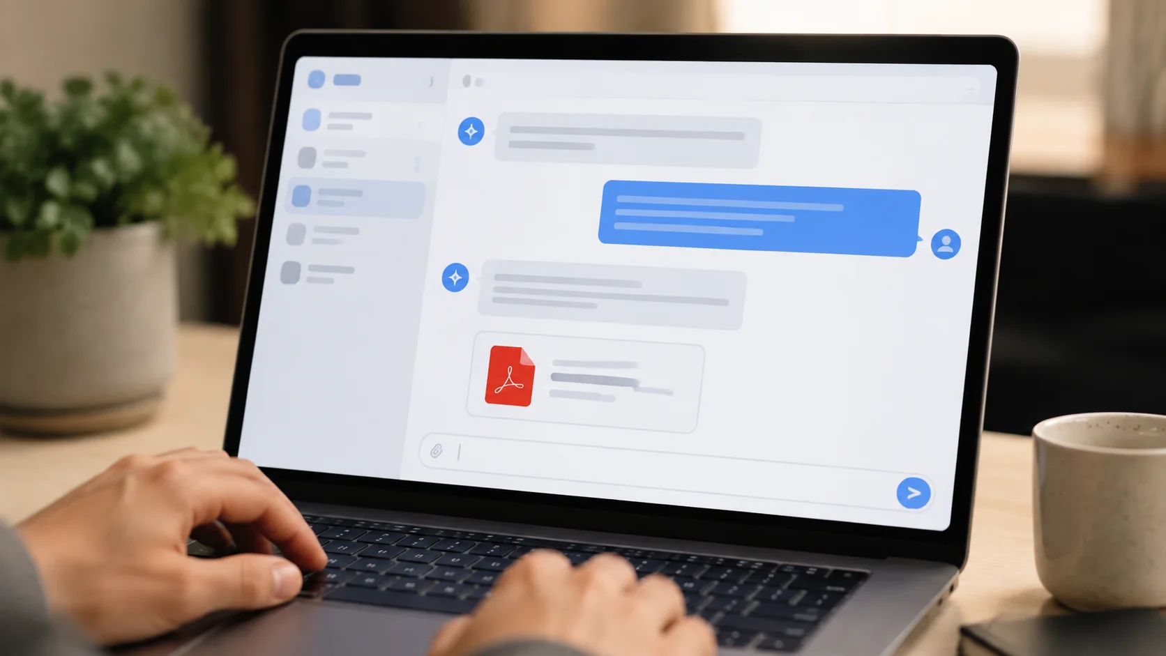 Documento PDF sendo anexado a um chat de inteligência artificial