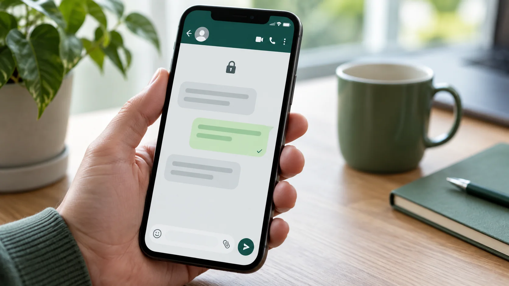 Celular mostrando conversa genérica com apenas um tique na mensagem