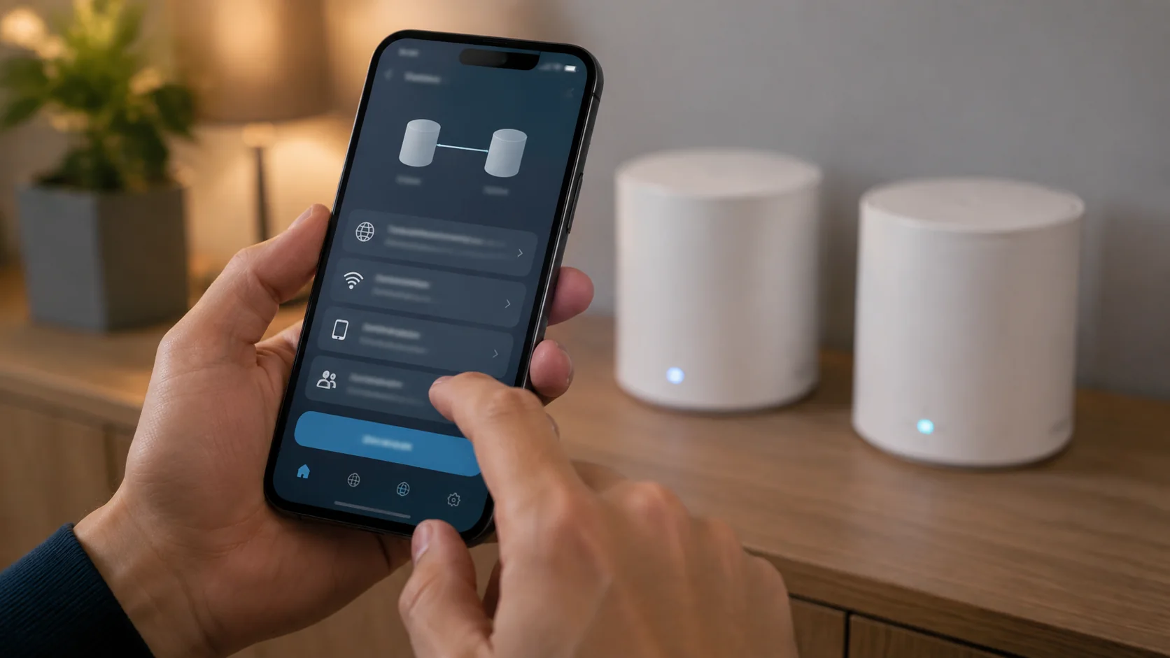 Aplicativo configurando sistema Wi-Fi mesh