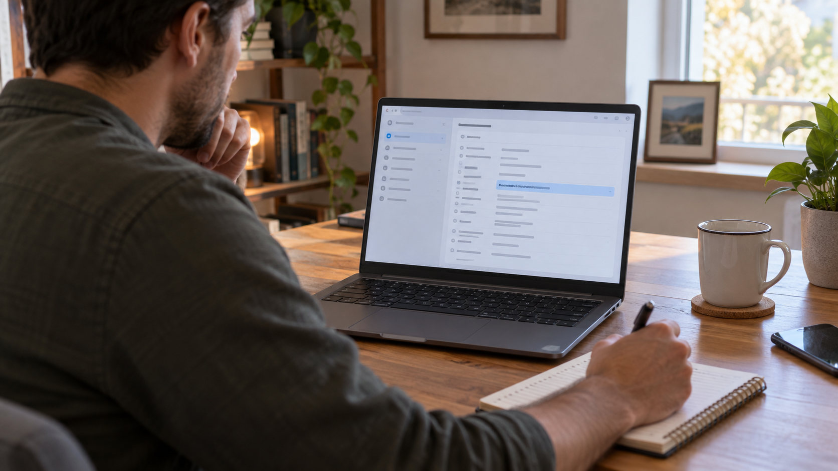 Pessoa verificando o modelo completo do processador nas informações do notebook